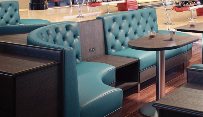 音樂酒吧皮革軟包弧形雙（shuāng）麵卡座桌椅家（jiā）具（jù）