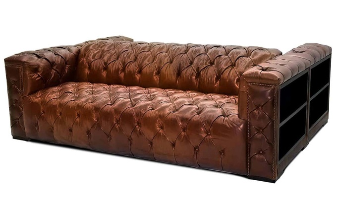 複古酒吧豪華（huá）拉扣油蠟皮雙麵沙發