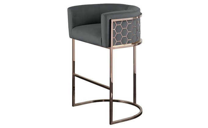 現代酒吧香檳金不鏽鋼高腿吧椅