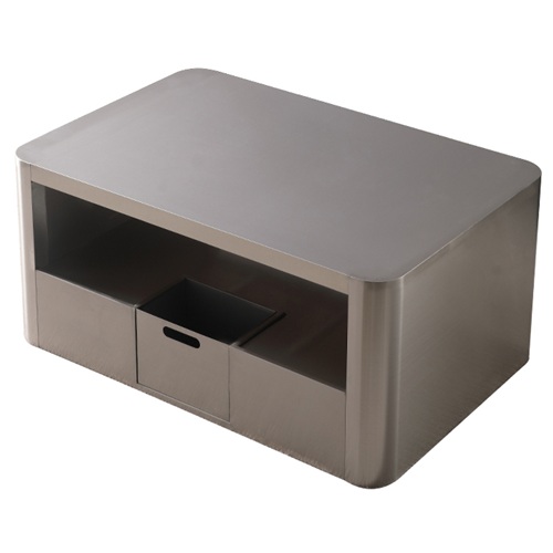 KTV酒吧簡約黑鈦拉絲不鏽（xiù）鋼帶抽屜茶幾