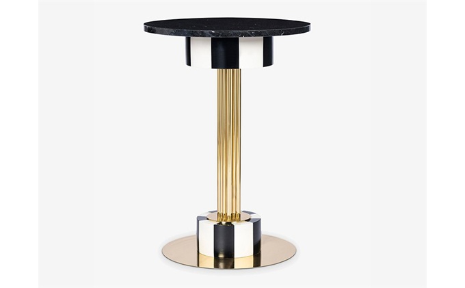 高檔清（qīng）吧鈦金不鏽鋼（gāng）大理石高腳圓吧桌