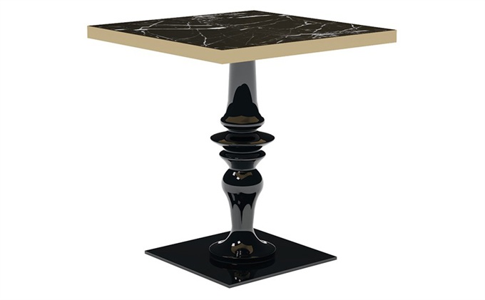 音樂酒（jiǔ）吧不鏽鋼封邊大理石方形酒吧桌