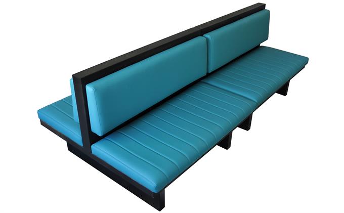 酒吧清吧（ba）鐵藝4人位雙麵卡座沙發側麵展示