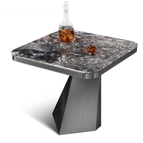 不鏽鋼異（yì）形桌腳大理石（shí）台麵（miàn）輕奢酒吧茶幾桌