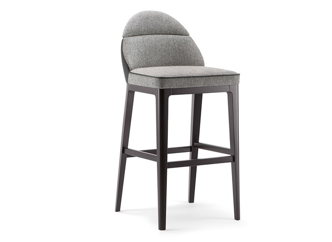 高檔清吧休閑（xián）布藝軟包（bāo）實木高腳椅