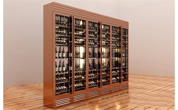 酒吧豪華香檳金不鏽鋼酒櫃_不鏽鋼酒櫃生產廠家（jiā）