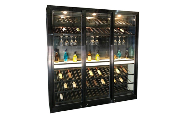 現代黑色鈦金不鏽鋼恒（héng）溫酒櫃酒窖_不鏽鋼酒櫃定（dìng）製廠家