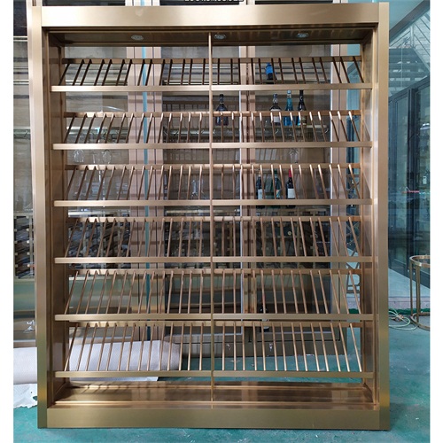 定製鈦金不鏽鋼酒櫃酒窖輕奢風_不鏽鋼酒櫃（guì）製品生產廠家