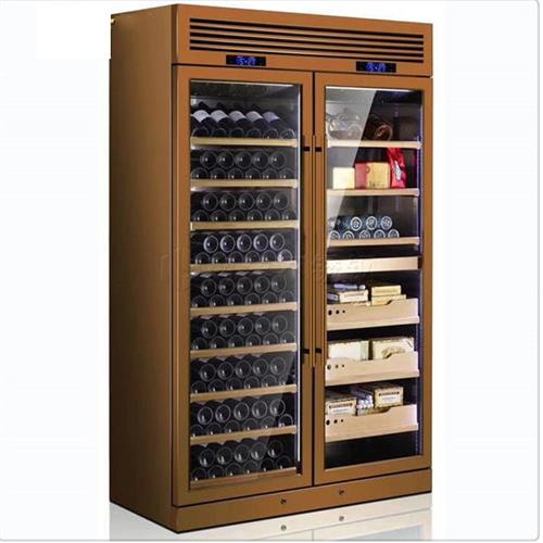 現代時尚香檳（bīn）金不鏽鋼恒溫酒櫃_不鏽鋼酒（jiǔ）櫃定製