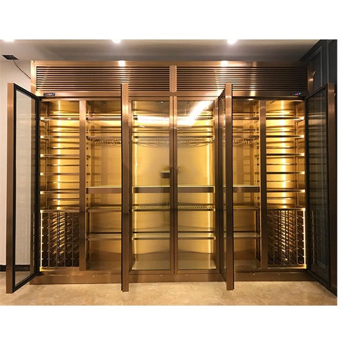 高端定製玫瑰金不鏽鋼酒櫃_不鏽鋼恒溫酒櫃（guì）廠（chǎng）家