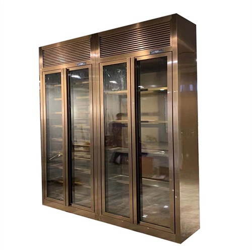 酒店高（gāo）端（duān）玫瑰金不鏽鋼恒溫酒櫃_不（bú）鏽鋼恒溫酒櫃廠家（jiā）