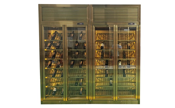 鈦金輕（qīng）奢金屬不鏽鋼恒溫酒櫃_定製不鏽鋼酒窖廠家直銷