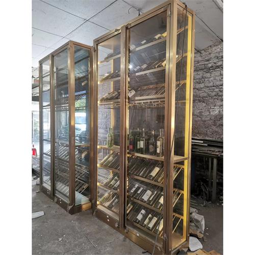 不鏽鋼紅酒櫃加工廠家_不鏽鋼玫瑰金紅酒櫃（guì）