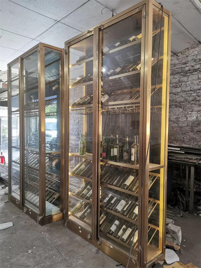 不鏽（xiù）鋼紅酒櫃加工廠家_不（bú）鏽鋼玫瑰金紅酒櫃