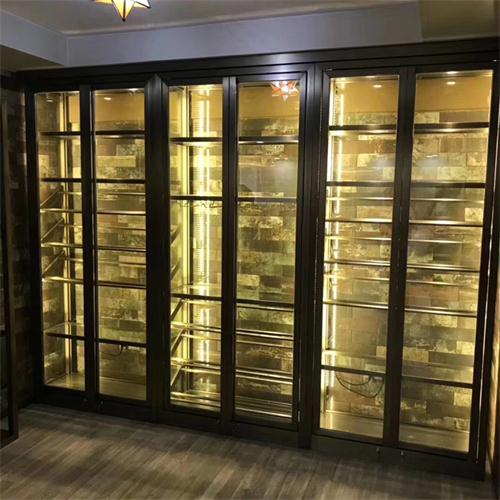 會所不鏽鋼黑鈦恒溫紅酒櫃_不鏽鋼嵌入式（shì）紅酒櫃