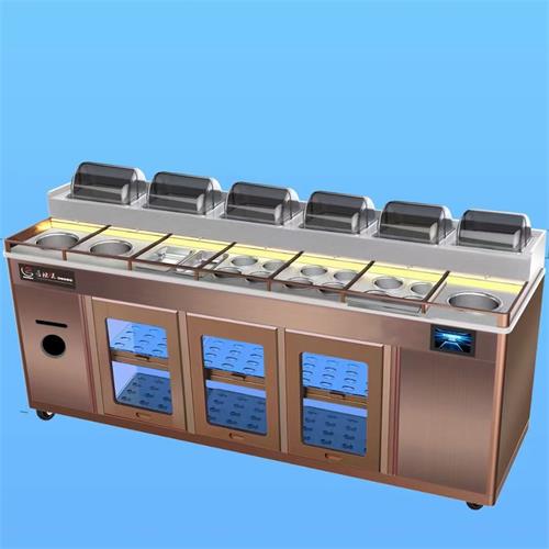 自助烤肉火鍋店玫（méi）瑰金不鏽鋼智（zhì）能多功能調料台