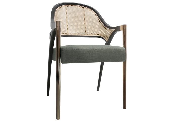 咖啡館休閑布藝軟包實木藤編椅（yǐ）子