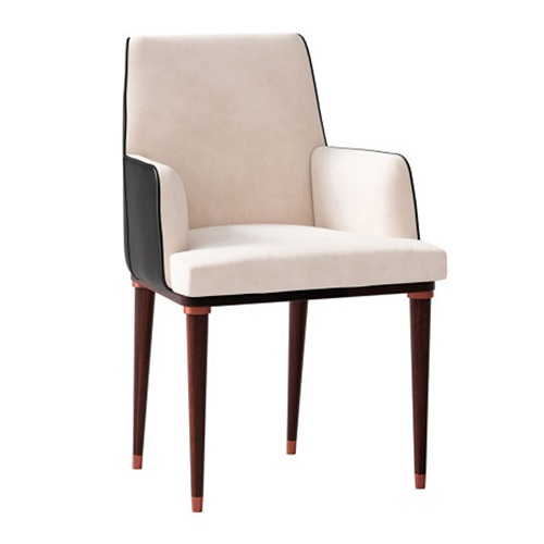 咖啡廳歐式高檔時（shí）尚絨皮實木（mù）椅