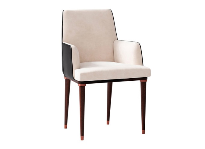 咖啡（fēi）廳歐式高檔時尚（shàng）絨皮實木椅