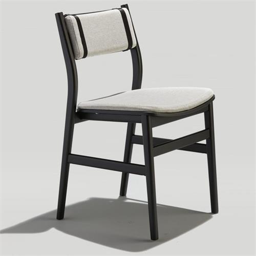 啡廳休閑北歐時尚（shàng）實木布（bù）藝軟包餐椅