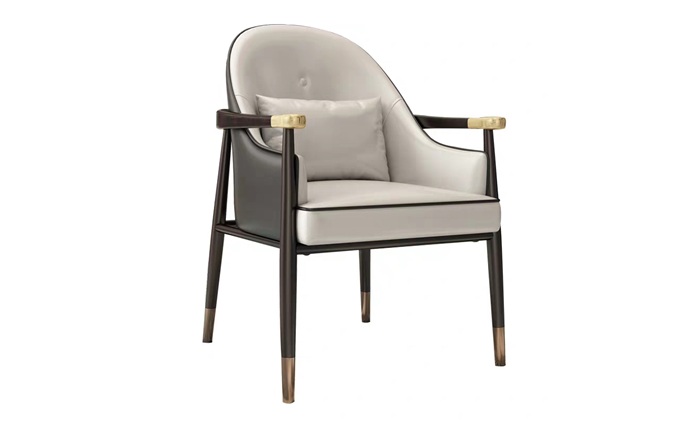 美式鄉村實木（mù）皮革軟（ruǎn）包星巴克咖啡館椅子