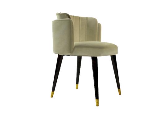 新中式實木布藝店（diàn）咖啡廳餐椅