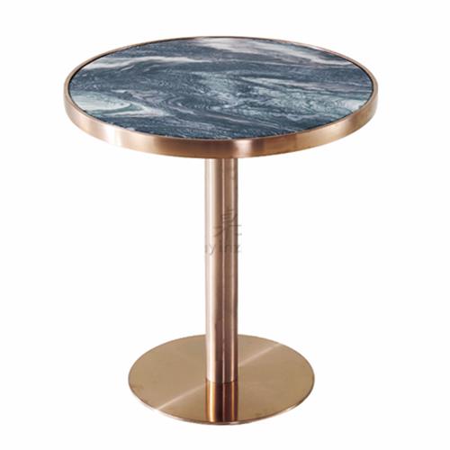 咖啡廳奶（nǎi）茶店不鏽（xiù）鋼大理石餐桌_咖啡館休閑（xián）桌椅