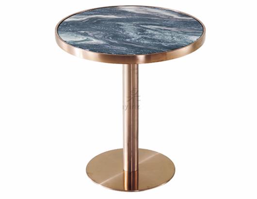 咖啡廳奶茶店不鏽鋼大理（lǐ）石（shí）餐桌_咖啡館休閑桌椅