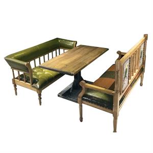 胡（hú）桃裏複古懷舊休閑咖啡廳實木桌沙發（fā）卡座組合