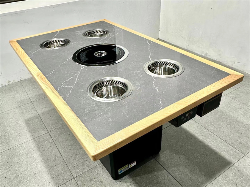 自助火鍋烤肉店一人一鍋無煙淨化小火鍋烤肉一體桌