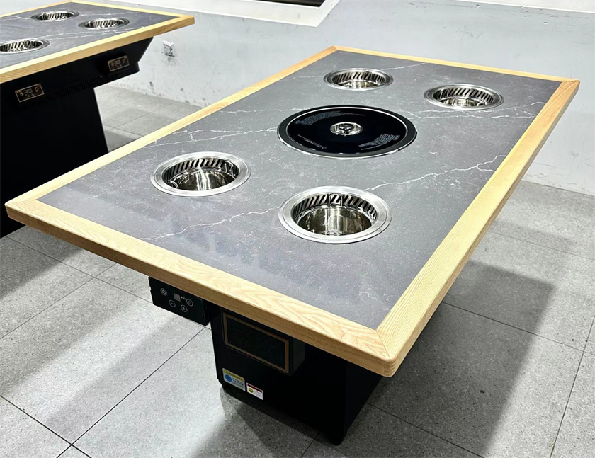 自助（zhù）火鍋烤肉店（diàn）一人一鍋無煙淨化小火鍋烤肉（ròu）一體桌