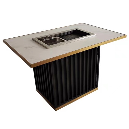 無煙火鍋涮烤一體桌_大理石烤涮涮一（yī）體火鍋桌