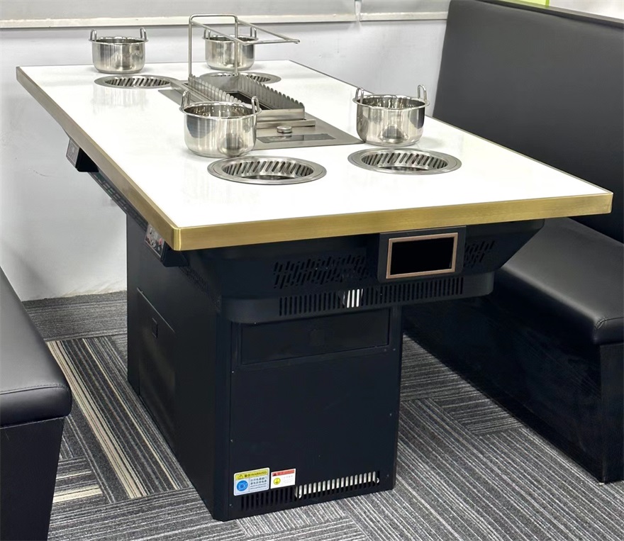 自助無煙烤串火鍋一體桌_涮烤一體無煙小火鍋桌