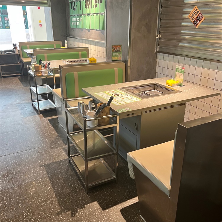 時（shí）尚岩（yán）板自帶無煙淨化自助火鍋烤肉一體桌（zhuō）