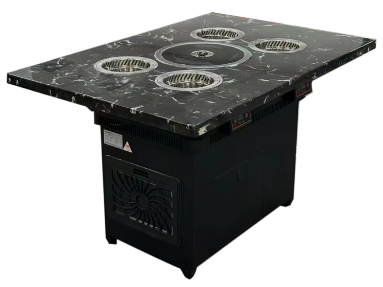 自助火鍋（guō）烤（kǎo）肉餐（cān）廳4人位小火鍋無煙（yān）烤涮一體餐桌