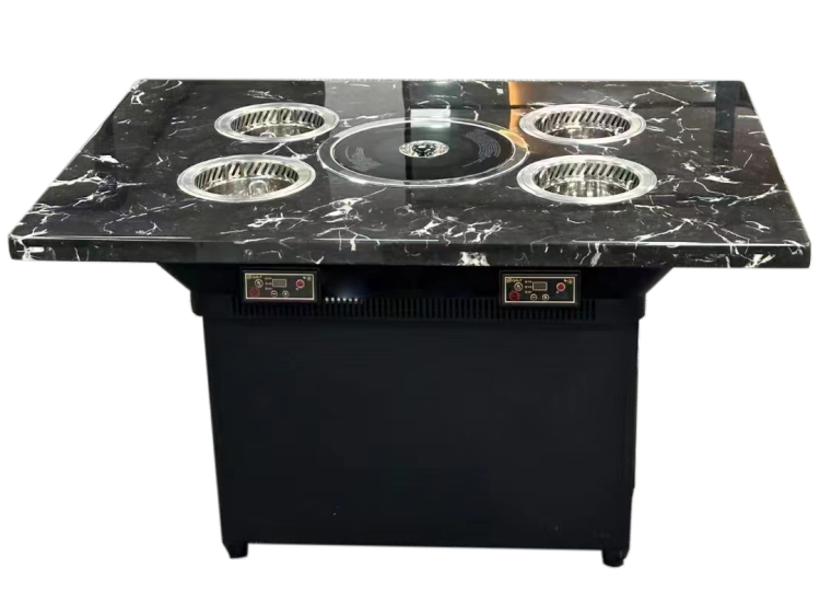 自助火鍋烤肉餐（cān）廳4人位小火鍋無煙烤（kǎo）涮一體餐桌