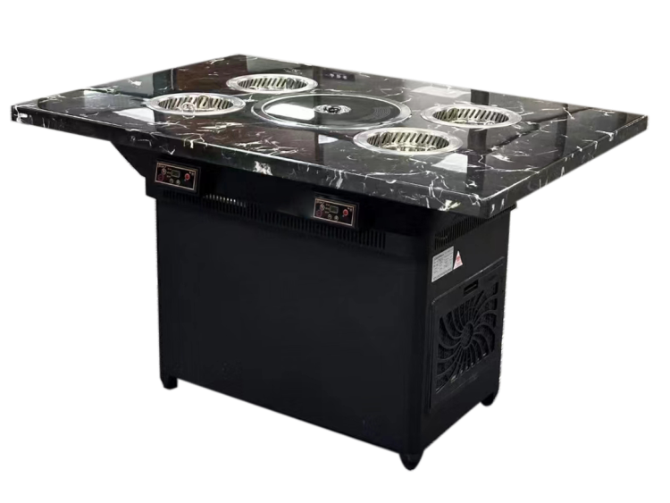 自助（zhù）火鍋烤肉餐廳4人位小火鍋無煙烤涮一體餐桌