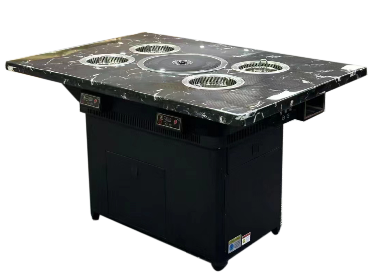 自助火鍋（guō）烤肉餐廳4人位小火鍋無煙烤涮一體餐桌