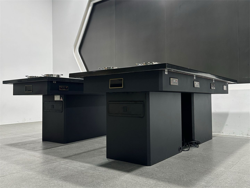 商用8人位（wèi）無煙涮烤一體桌｜黑色大理石台麵｜自帶無煙淨化功能