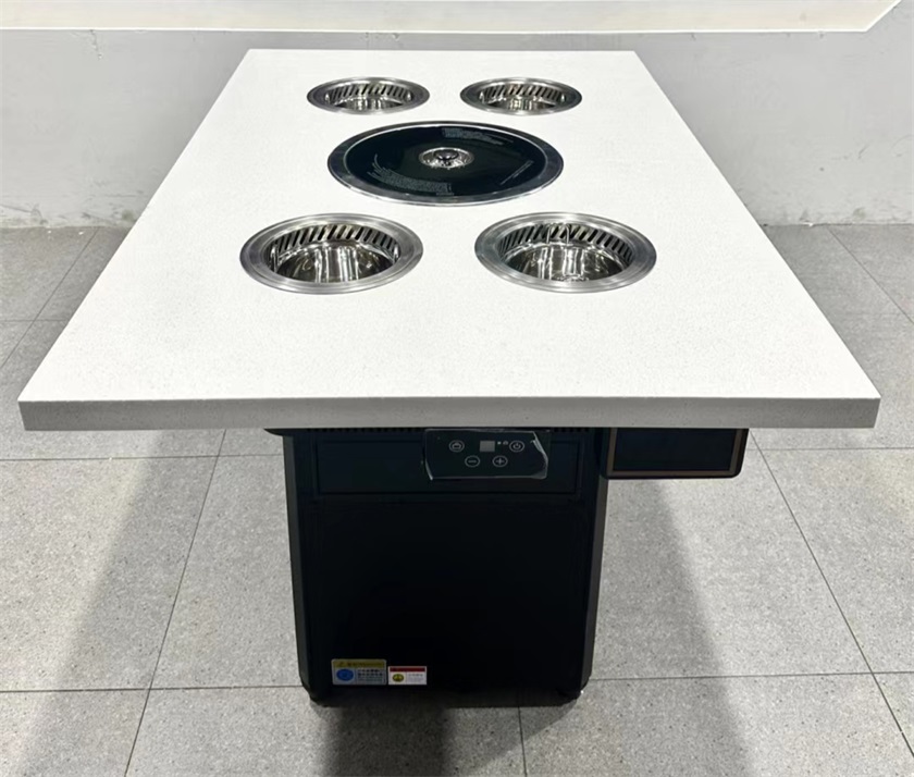 自助火鍋烤肉餐廳一人一鍋無煙淨（jìng）化火鍋烤（kǎo）肉（ròu）一體桌（zhuō）