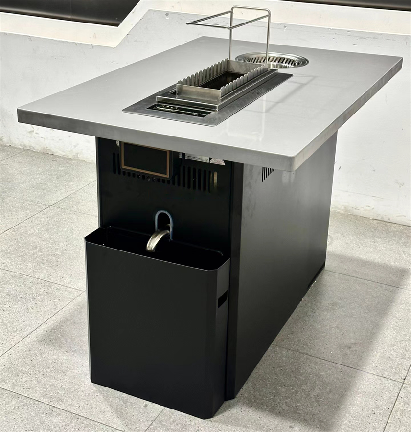 自助火鍋烤串店不鏽鋼無煙火鍋烤串一體桌