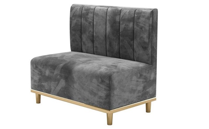 現代咖啡廳輕（qīng）奢不鏽鋼真（zhēn）皮軟包卡座沙發