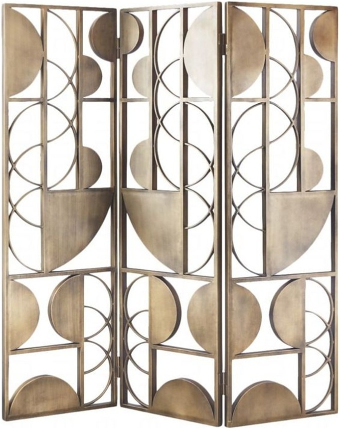 黃古（gǔ）銅幾何圖不鏽鋼屏風隔斷