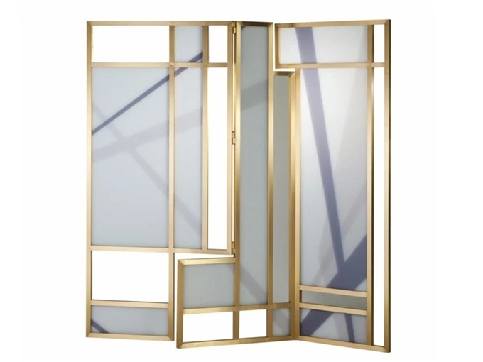 酒店拉絲鈦金（jīn）點焊不鏽鋼石板屏風