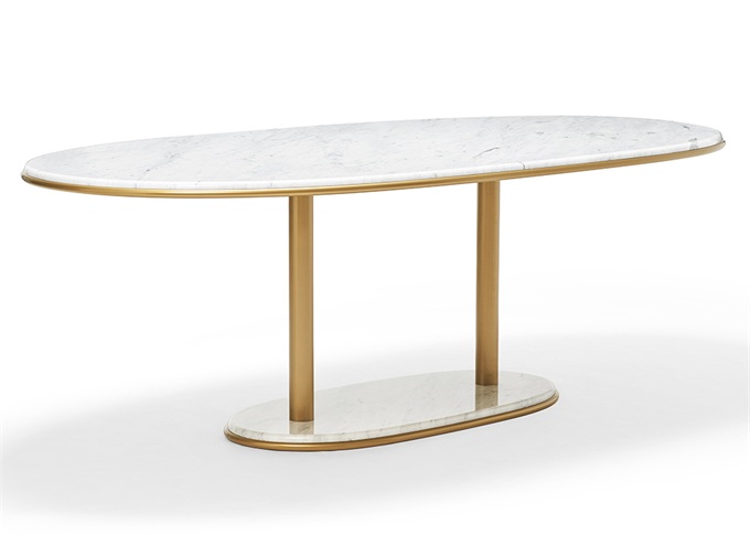 不鏽鋼大（dà）理（lǐ）石輕（qīng）奢時尚橢圓形食堂餐（cān）桌