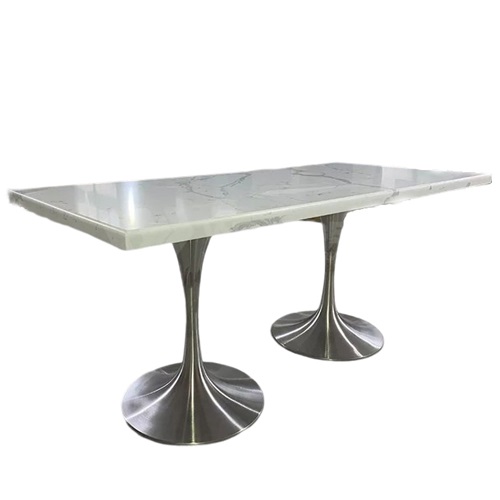 企業單位食堂餐廳不鏽鋼（gāng）桌腳大理（lǐ）石6人位餐桌