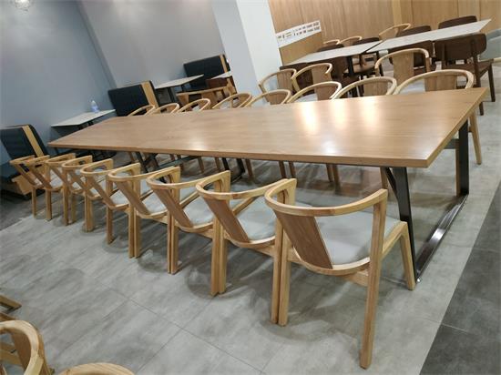 公司餐廳食堂實木桌椅_職（zhí）工食堂桌椅