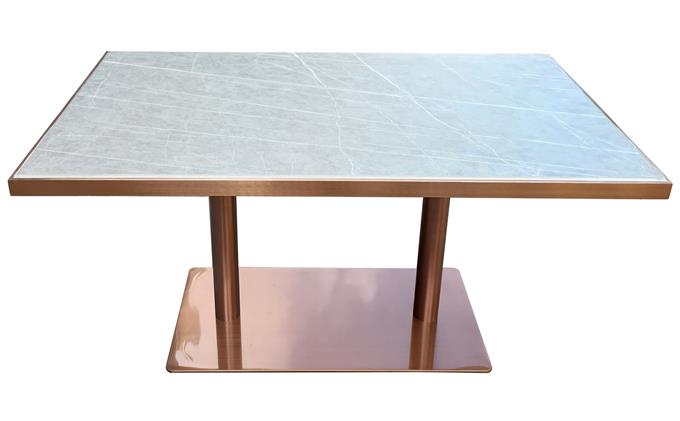 企業（yè）食堂鈦金不鏽鋼輕奢餐桌（zhuō）