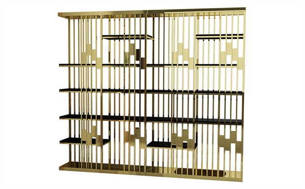 輕奢玫瑰金不鏽鋼書櫃書架_高端（duān）不（bú）鏽鋼書架工廠定製