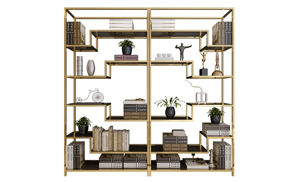 輕奢（shē）24k金不鏽鋼書櫃定製_不鏽鋼書架生產加工廠（chǎng）